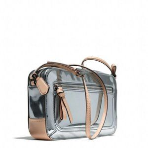 Coach Pink Poppy Flight Bag in Mirror Metallic Leather